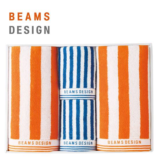 BEAMS DESIGN　ストライプバス＆フェイスタオルセット