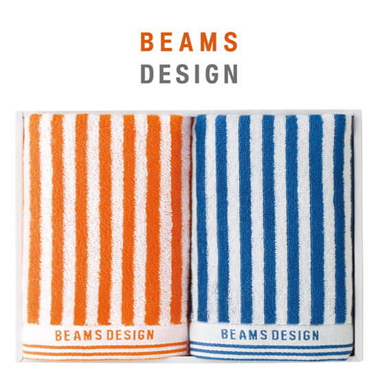 BEAMS DESIGN　ストライプフェイスタオル2枚セット